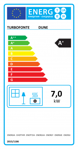 Etiquette énergétique A+ - Poêle à granulés DUNE - 7 kW