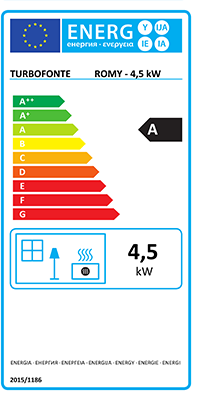 Etiquette énergétique A - Poêle à bois ROMY - 4,5kW