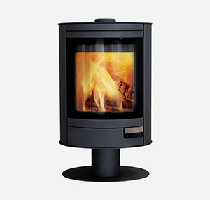 Poêle à bois rond acier noir dessus en verre - IZARD 5 kW